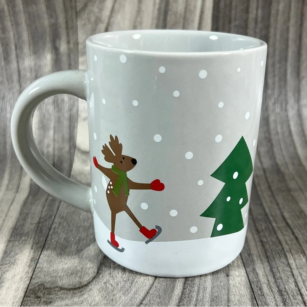 Crate & Barrel, Joan Anderson, Skating Reindeer Mug, Christmas